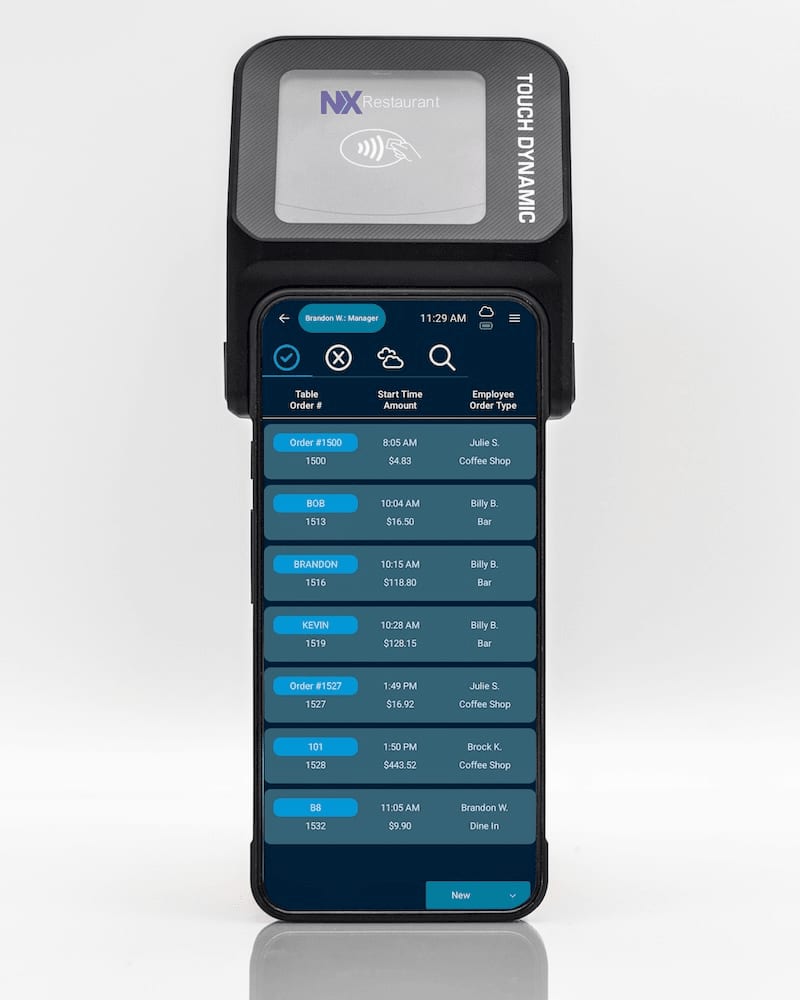 NX Restaurant NX6 handheld point of sale with contactless payments