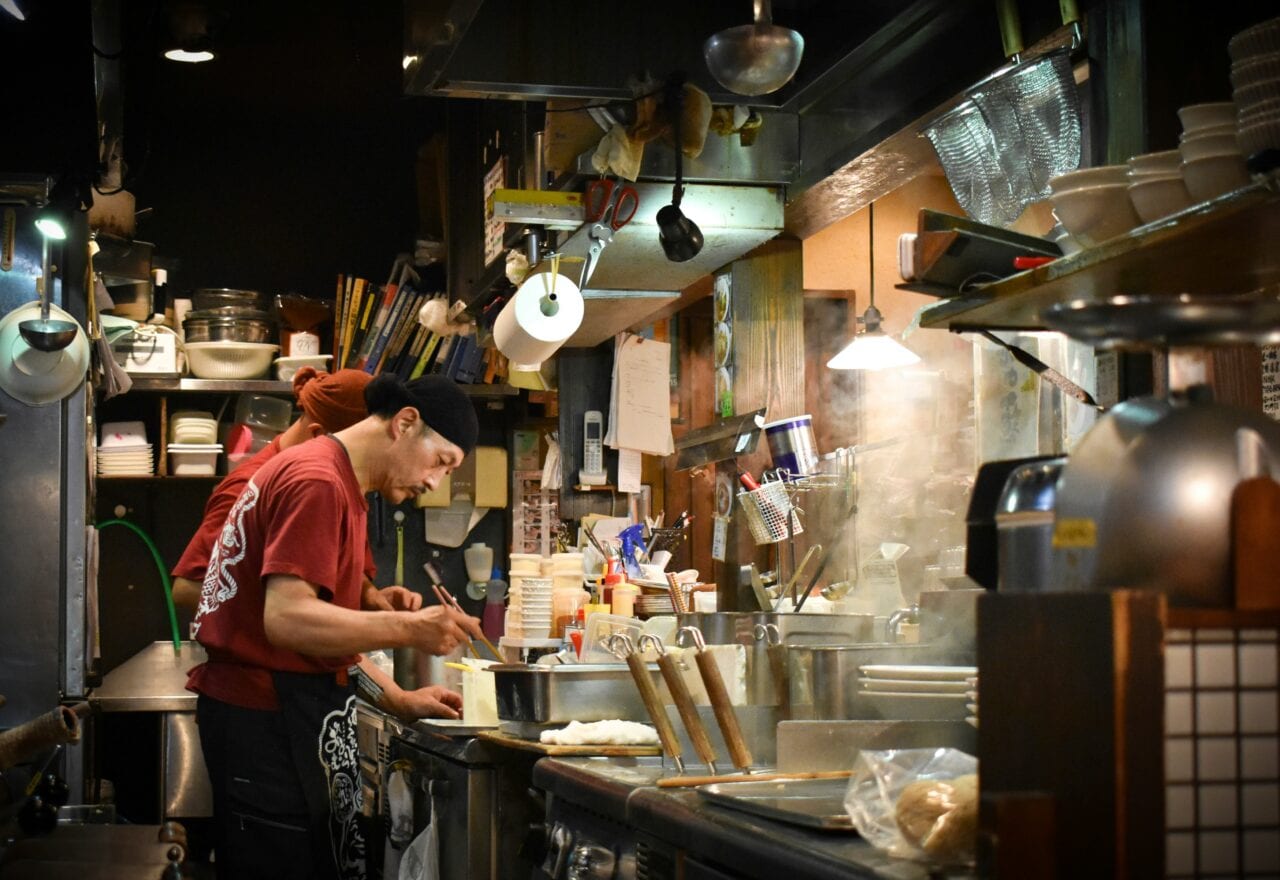 Quick service kitchen during a lunch rush